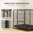 Large Wheeled Steel Dog Crate with Opening Top – Black, 109cm