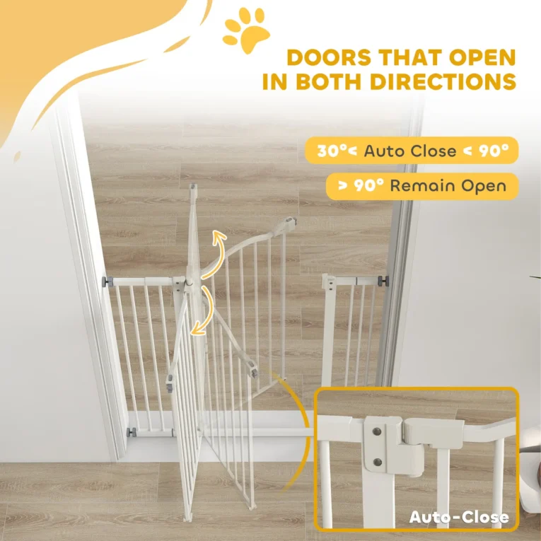 Adjustable Dog Gate – White, 94cm High, 74–100cm