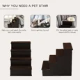 Four-Step Pet Stairs with Removable Tread Pads – Dark Brown