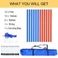 12-Pole Dog Agility Training Set with Ground Stakes and Bag