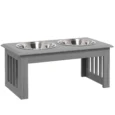 Raised Double Dog Bowl Stand – Grey, 25.4cm