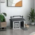 Compact Wooden Rabbit Resting House with Carry Handle – Grey
