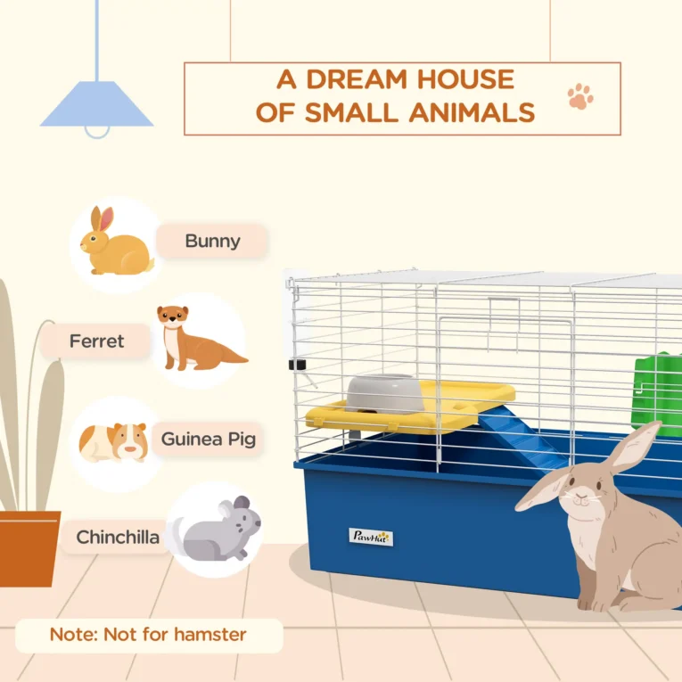 Small-Pet Habitat with Platform 71x46cm – Blue, White