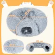 Plush Cat Tunnel with Removable Bed – Light Grey