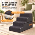 Dog Stairs 4-Step Washable Cover Carry Handle – Dark Grey