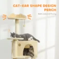 Tall Cat Tower with Two Dens and Hammock – Beige, 180cm