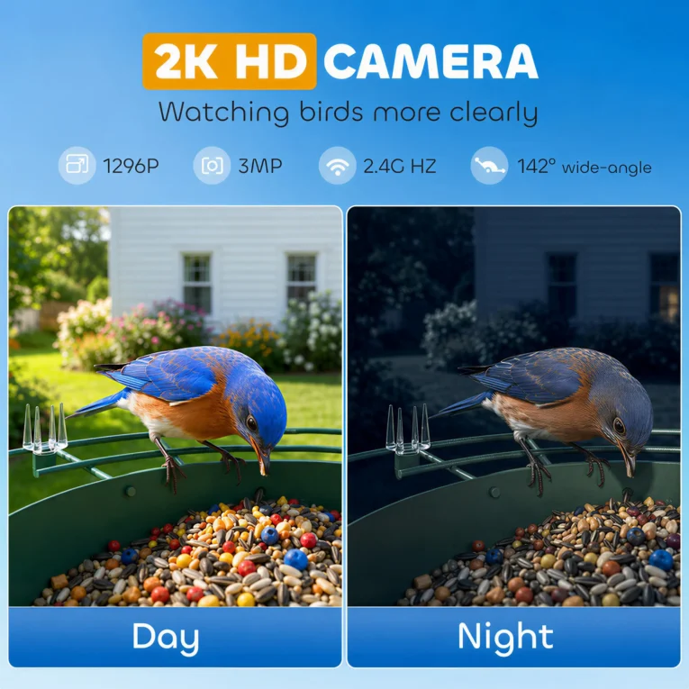Smart Bird Feeder with 2K Camera and Solar Panel – Dark Green Smart Bird Feeder with 2K Camera and Solar Panel – Dark Green