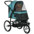 Foldable Pet Stroller Jogger for Small Dogs – Dark green and black