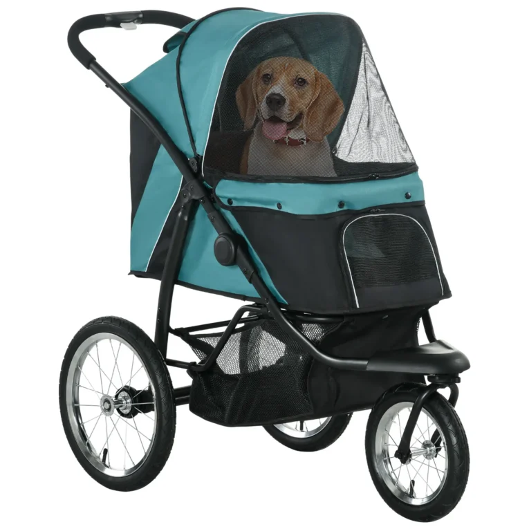 Foldable Pet Stroller Jogger for Small Dogs – Dark green and black
