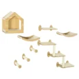 Eight-Piece Wall Cat Furniture Set with House and Steps – Oak Tone