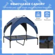 Raised Dog Bed with Canopy – Dark Blue, 91 × 76cm