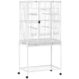 Large Bird Cage with Stand and Shelf 81x48x162.5cm – White