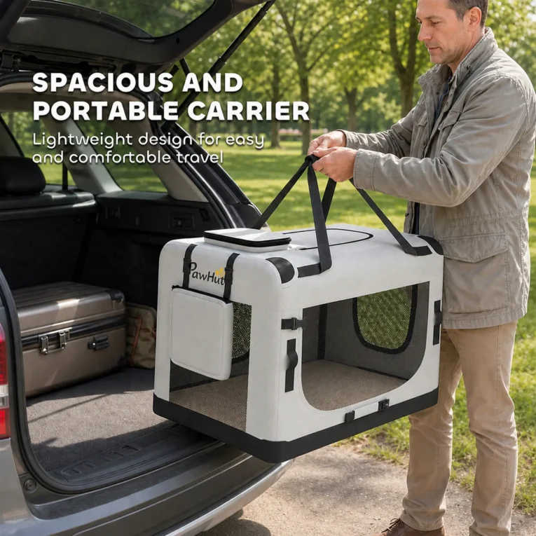Soft Pet Carrier with Washable Cushion – Light Grey, 81 × 56 × 58cm Soft Pet Carrier with Washable Cushion – Light Grey, 81 × 56 × 58cm