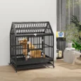Heavy Duty Dog Crate on Wheels with Tray 43″ – Black