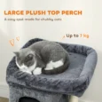 Compact Cat Tower with Two Dens and Wide Top Bed – Dark Grey, 66cm