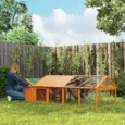Wooden Chicken Coop with Nesting Box and Opening Roof – Orange, 240cm