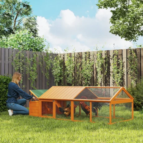 Wooden Chicken Coop with Nesting Box and Opening Roof &ndash; Orange, 240cm &ndash; detail 2