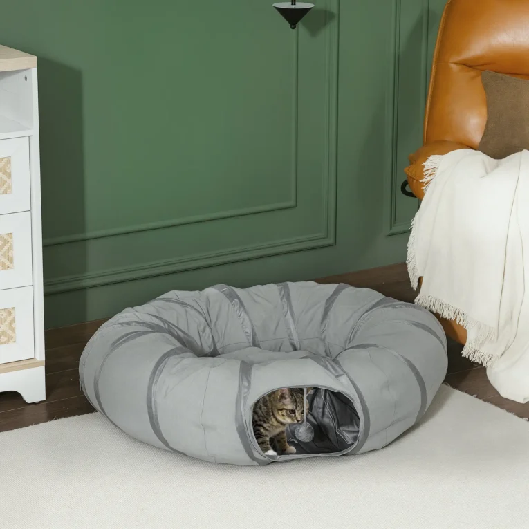 Convertible Cat Tunnel with Central Bed – Grey