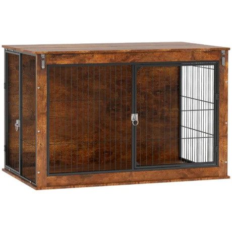 XL Dog Crate Furniture with Opening Top – Rustic Brown, 118cm