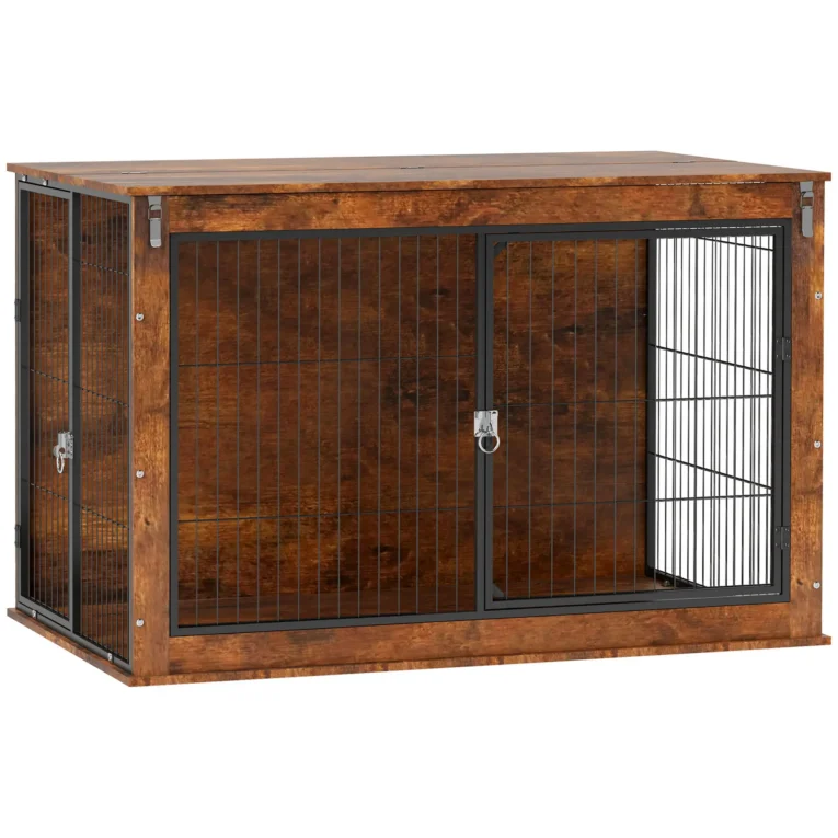XL Dog Crate Furniture with Opening Top – Rustic Brown, 118cm XL Dog Crate Furniture with Opening Top – Rustic Brown, 118cm