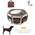 Folding Fabric Pet Playpen with Mesh Panels – Brown, 90cm