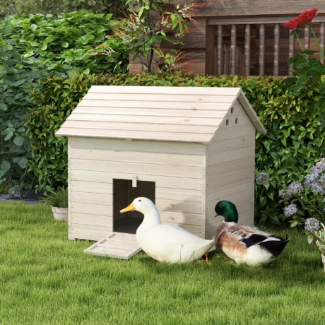 Wooden Duck Shelter with Opening Roof – Natural