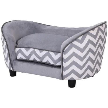 Compact Pet Sofa with Storage Pocket – Grey, 68.5cm