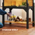 Wooden Tortoise House with Shelf and Lamp Holder – Yellow, Black