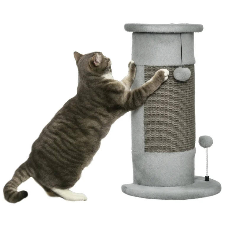 Cat Scratching Post with Plush and Balls 58cm – Grey
