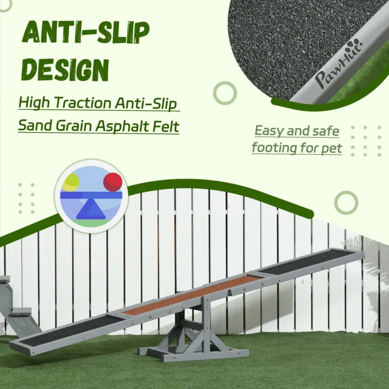 Wooden Dog Agility Seesaw – Grey, 180cm Wooden Dog Agility Seesaw – Grey, 180cm