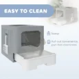 Foldable Cat Litter Box with Lid – Grey, White