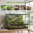 Glass Reptile Terrarium with Bark-Effect Background – Black, 50 × 30 × 35cm