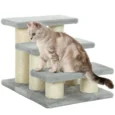 Three-Step Plush Pet Stairs – Grey, 34cm