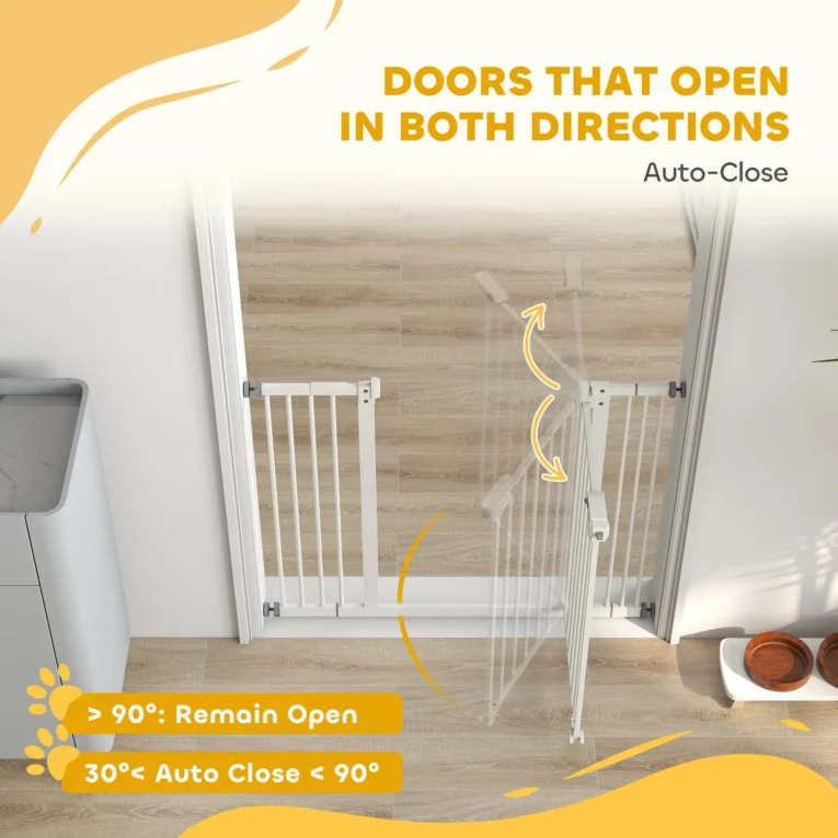 Adjustable Metal Dog Gate 74-100cm – White Adjustable Metal Dog Gate 74-100cm – White