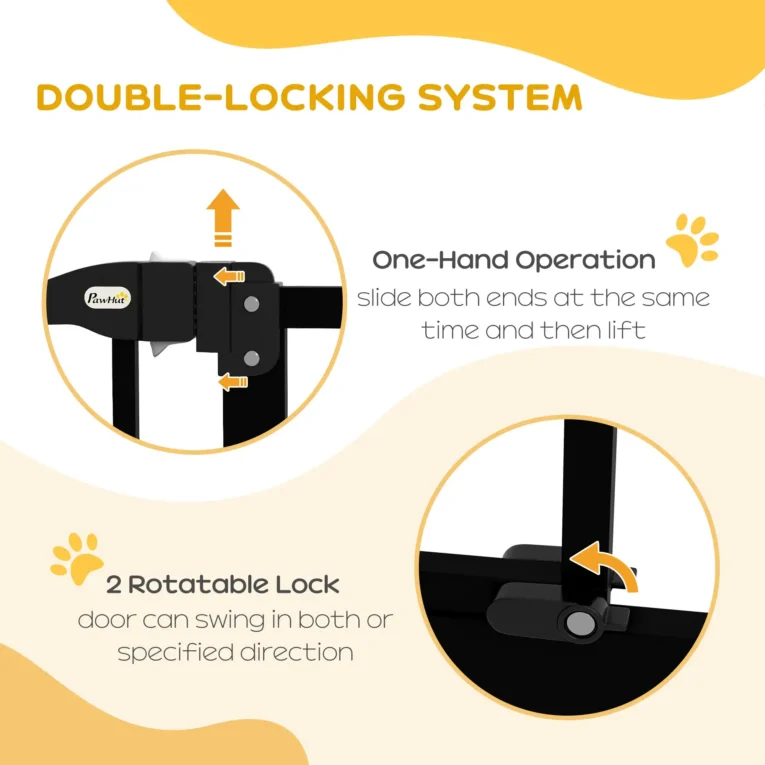Pressure Fit Dog Stair Gate Auto Close 74-94cm – Black Pressure Fit Dog Stair Gate Auto Close 74-94cm – Black