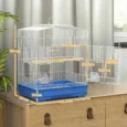 Bird Cage with Perches and Swing – Blue and White, 59cm