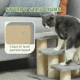 Three-Step Plush Pet Stairs – Grey, 34cm