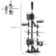 Adjustable Cat Tree 240-260cm – Dark grey