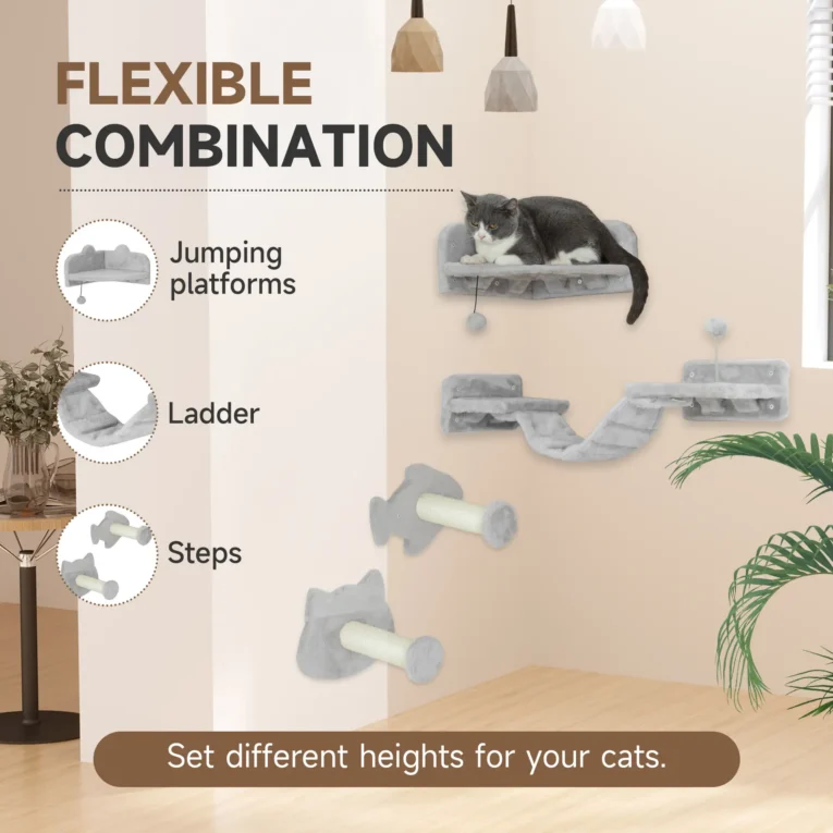 Cat shelves 90W x 26D x 12.5Hcm – Light grey and cream white