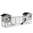 2-in-1 Rabbit Hutch 259x64cm with Run – White, Grey, Black