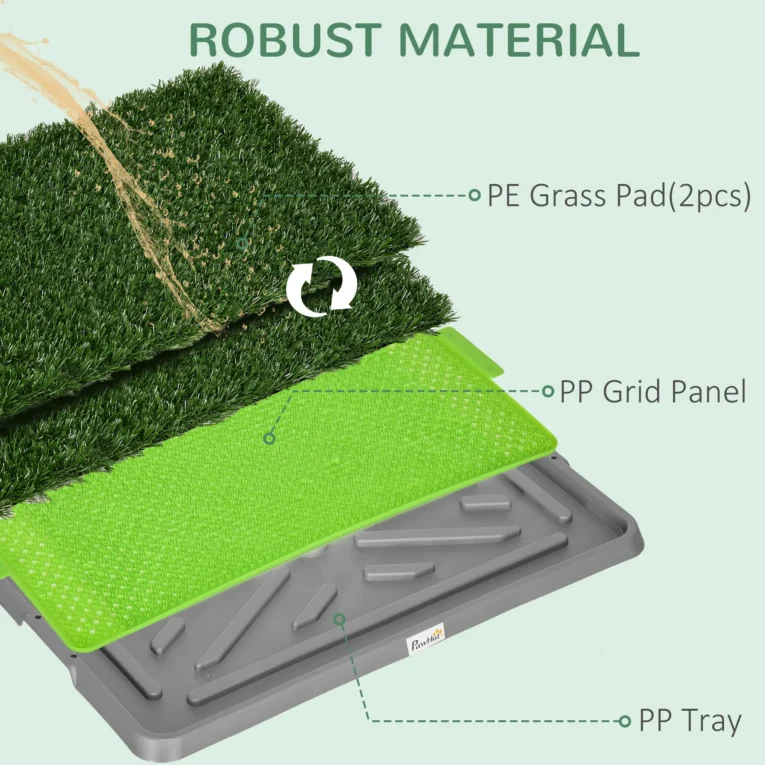 Artificial Grass Dog Toilet Tray with Two Mats – 67 × 41cm