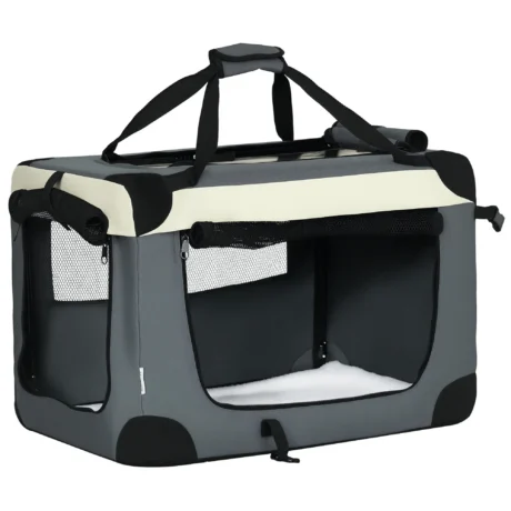 Folding Fabric Pet Carrier – Grey, 60 × 41 × 41cm