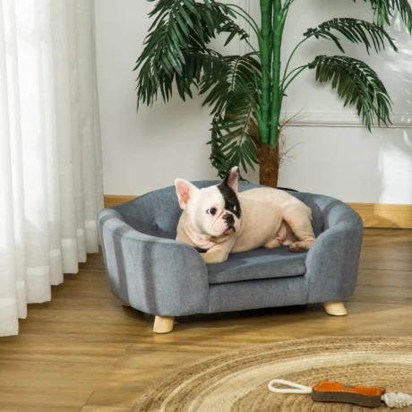 Compact Cushioned Pet Sofa – Grey, 70cm