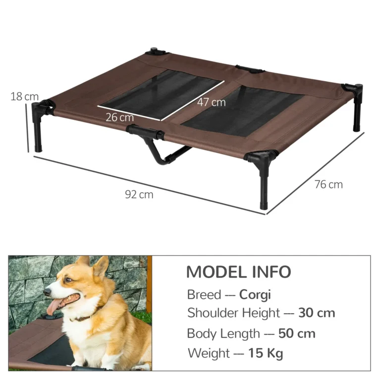 Large Elevated Dog Bed Metal Frame – Brown, Black