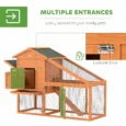 Wooden Hen House with Nesting Box and Attached Run – Orange