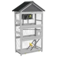Wooden Bird Enclosure with Perches and Shelter – Grey, 171cm