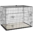 Folding Two-Door Dog Crate with Cushion – Black, 90cm