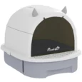 Covered Cat Litter Box with Drawer and Carry Handle – Grey, 52cm