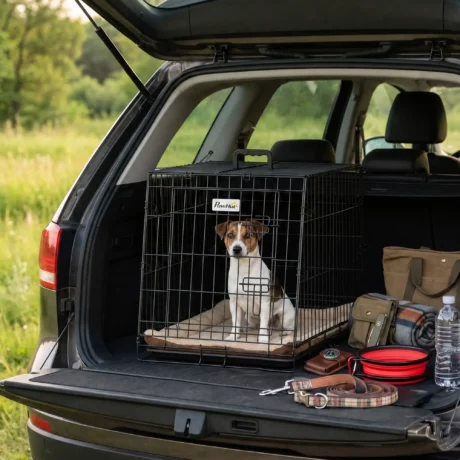 Compact Folding Car-Boot Dog Crate with Tray – Black, 76cm