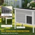 Insulated Wooden Cat Shelter with Escape Door – Grey, 68cm